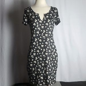 SHEIN, XLARGE, BLACK FLORAL SUN DRESS